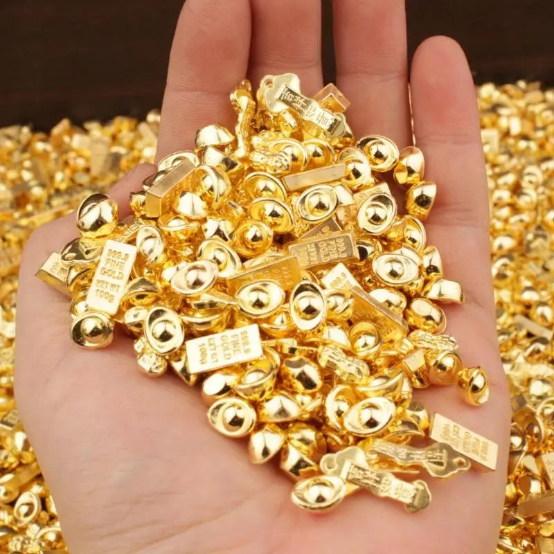 100PCS Mini Gold Ingot Lucky Charms – DIY Craft & Feng Shui Decor DIY Craft Charms Nixie