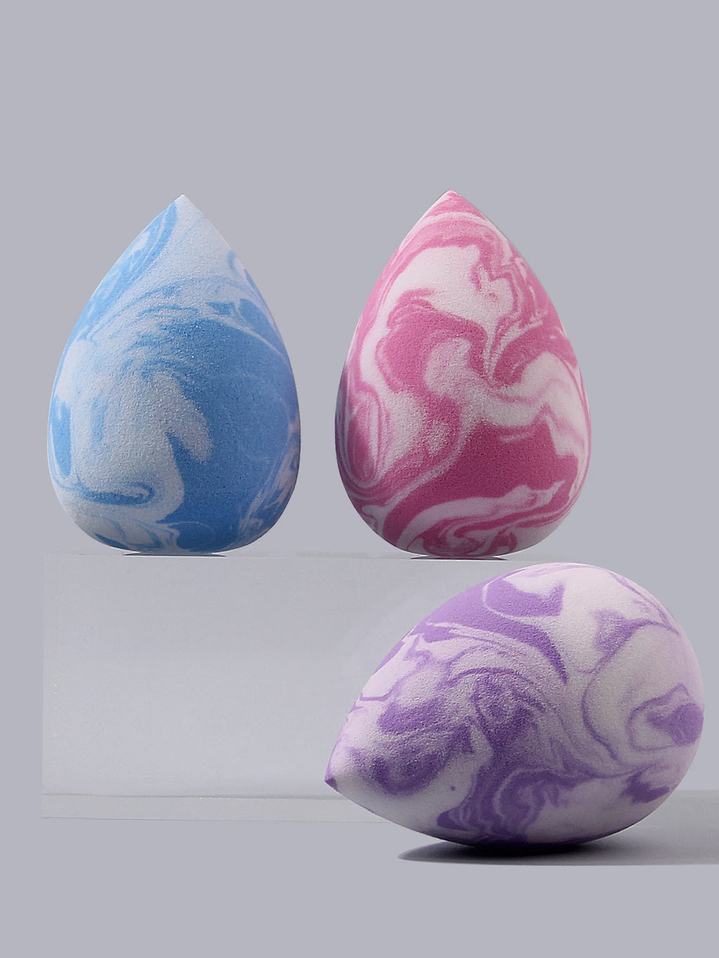 3-Pack Marble Makeup Sponge Eggs – Wet & Dry Foundation Puffs Makeup Sponge Set Nixie