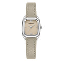 REBIRTH Square Women's Quartz Watch – Brown Leather Strap Women's Quartz Watch Nixie Grey