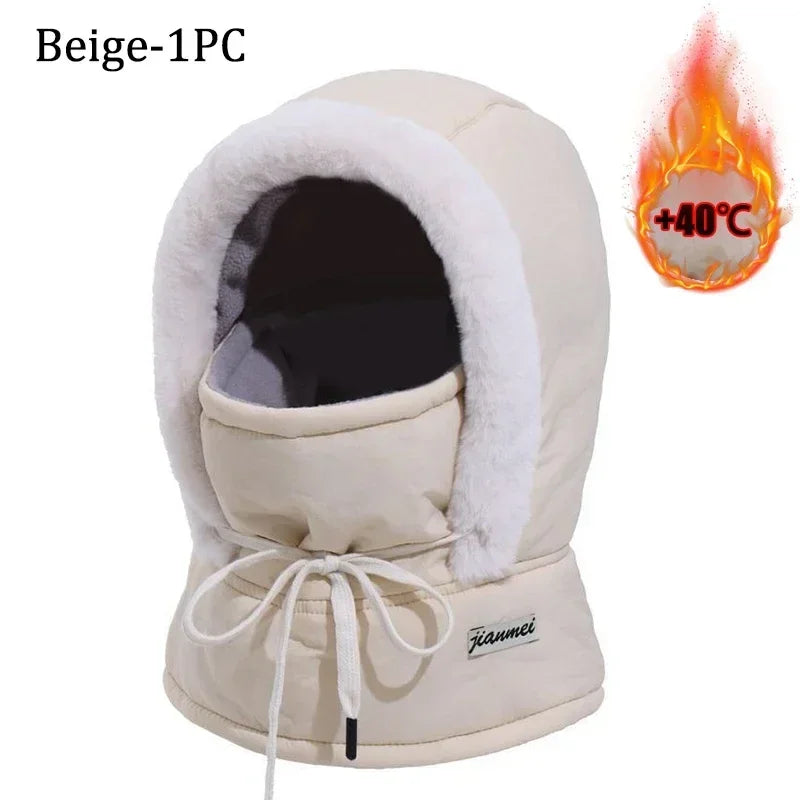 3-in-1 Winter Thermal Balaclava Ski Face Mask & Neck Warmer Winter Balaclava Mask Nixie Beige-1PC