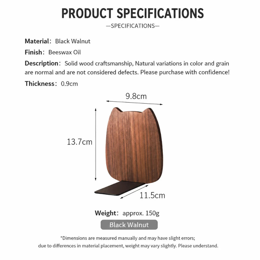 Minimalist Solid Wood Bookends – Anti-Slip Detachable Holders Wooden Bookends Nixie