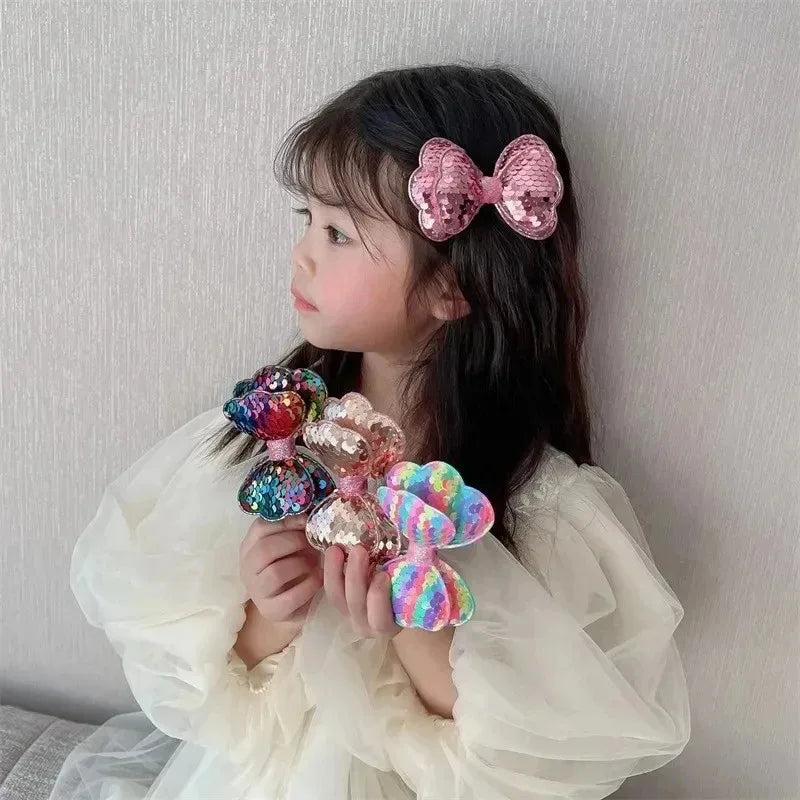 5PCS Glitter Sequin Gradient Bow Hair Clips for Girls & Kids Kids Bow Hair Clips Nixie