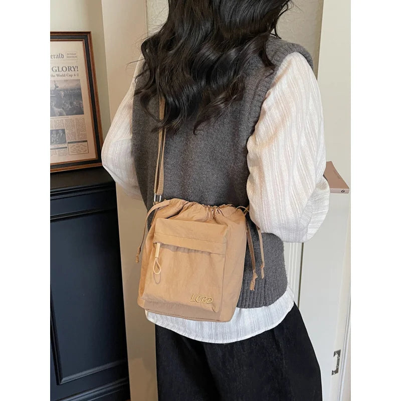 Nixie Lightweight Drawstring Bucket Bag – Crossbody Drawstring Bucket Bag Nixie