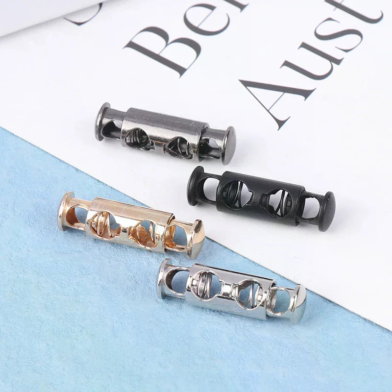 10Pcs Double Hole Metal Spring Buckles – Elastic Cord Locks Sewing Cord Buckles Nixie