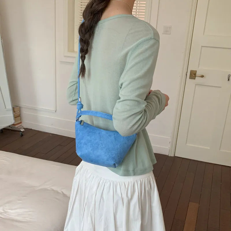 Nixie Vintage Suede Dumpling Crossbody Bag | Korean Style Crossbody Handbag Nixie