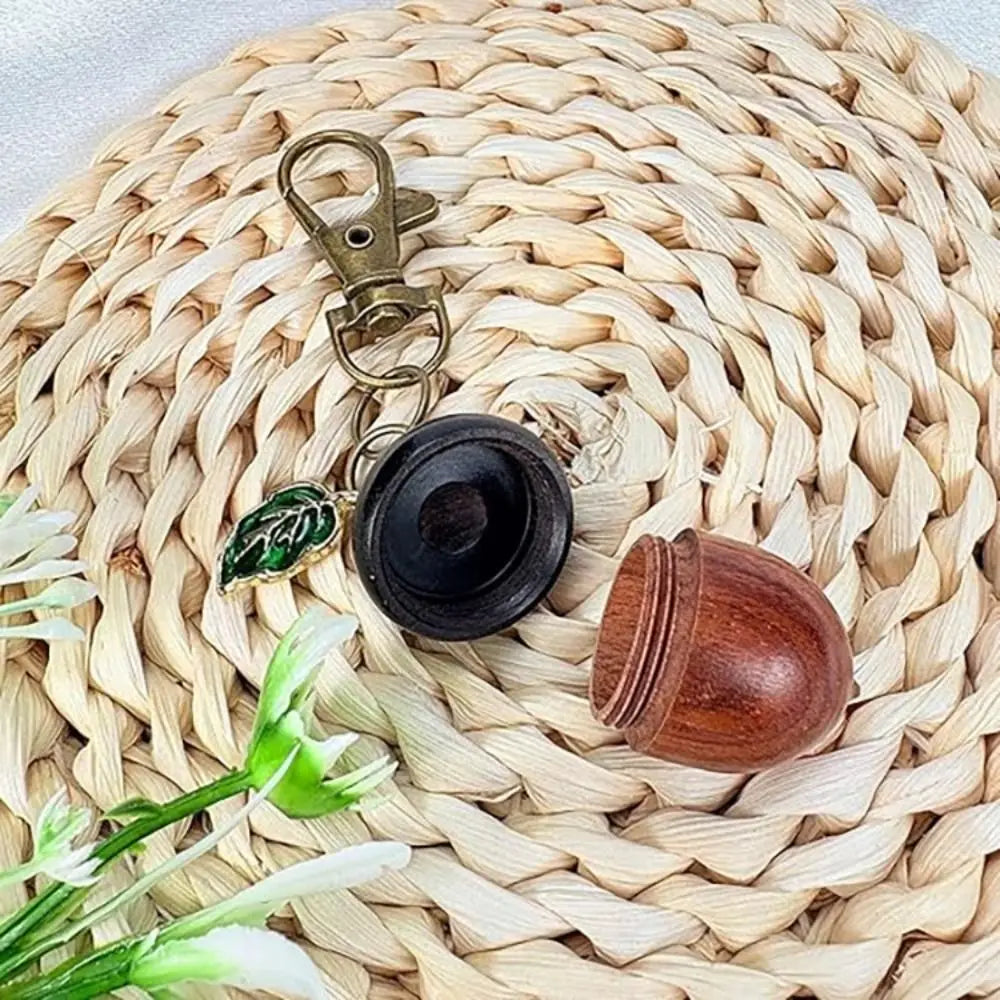 Acorn Wooden Pill Box Keychain – Mini Storage Container