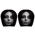 Horror Face Car Headrest Covers | Elastic Stretch 2 Pack Car Headrest Cover Nixie Black Style 3