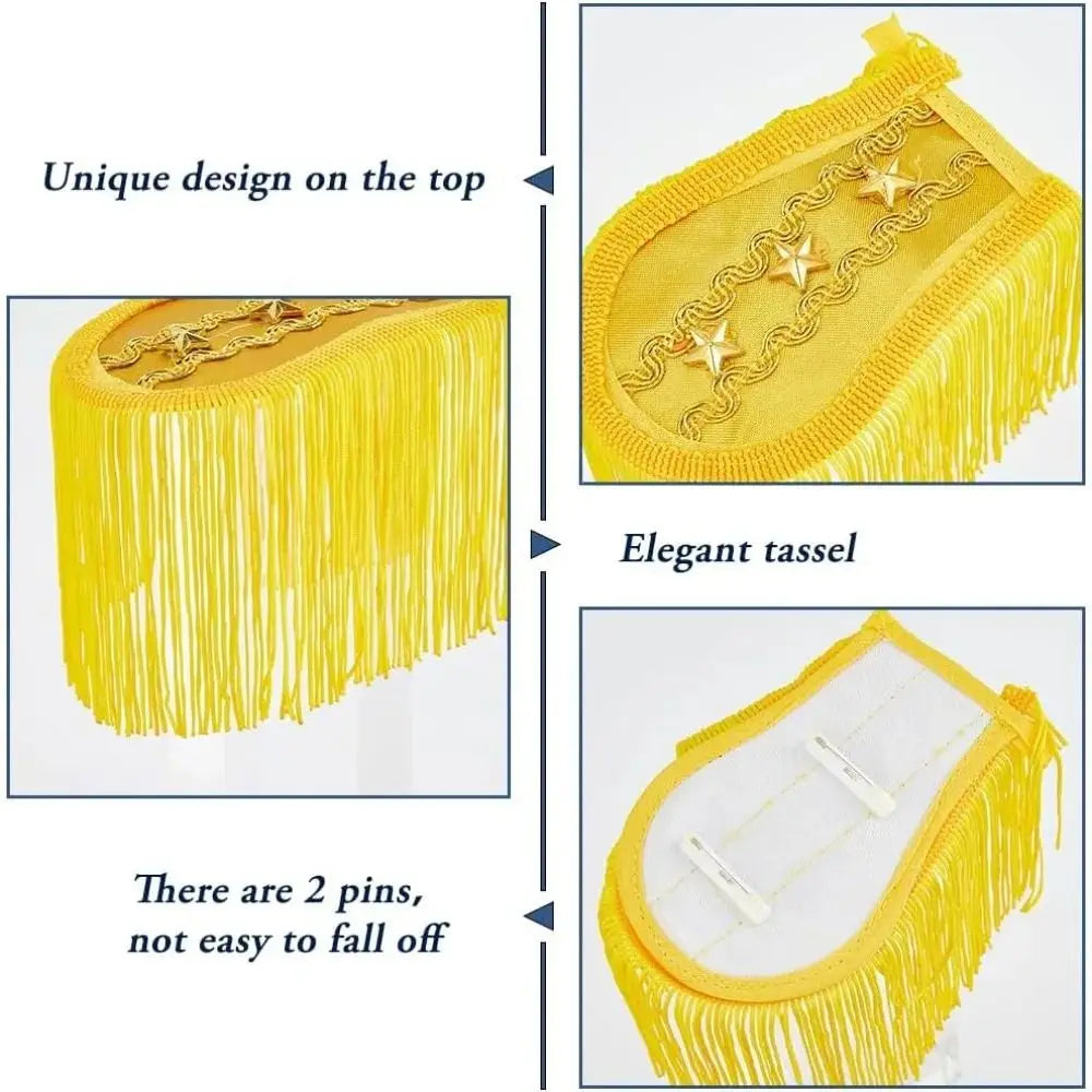 Star Tassel Fringe Epaulettes Shoulder Pads for Jackets – 1 Pair