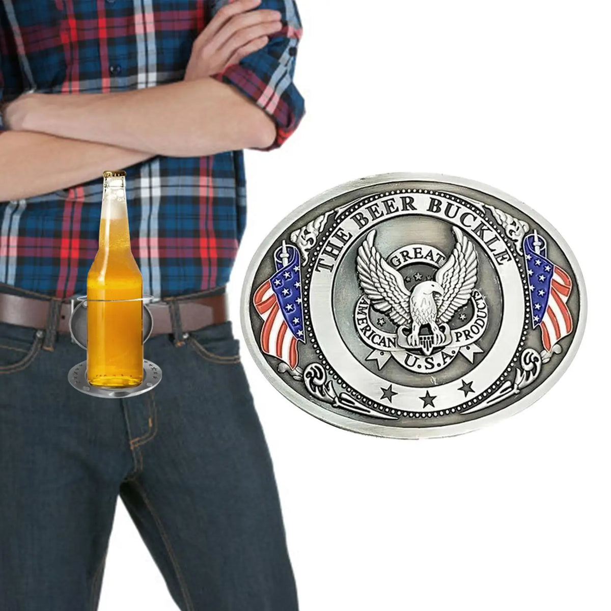Antique Bronze Beer Bottle Belt Clip Holster | Outdoor Gift Beer Bottle Holster Nixie