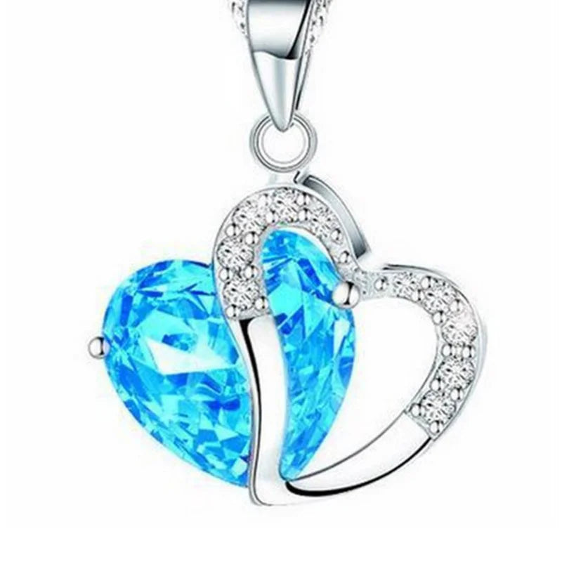 Women's Heart Crystal Rhinestone Silver Pendant Necklace Pendant Necklace Nixie