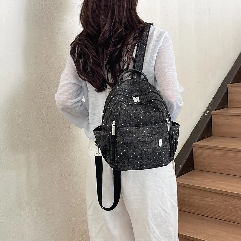 Women's Casual Denim Backpack – Lightweight College Commuter Bag Denim Backpack Nixie Black