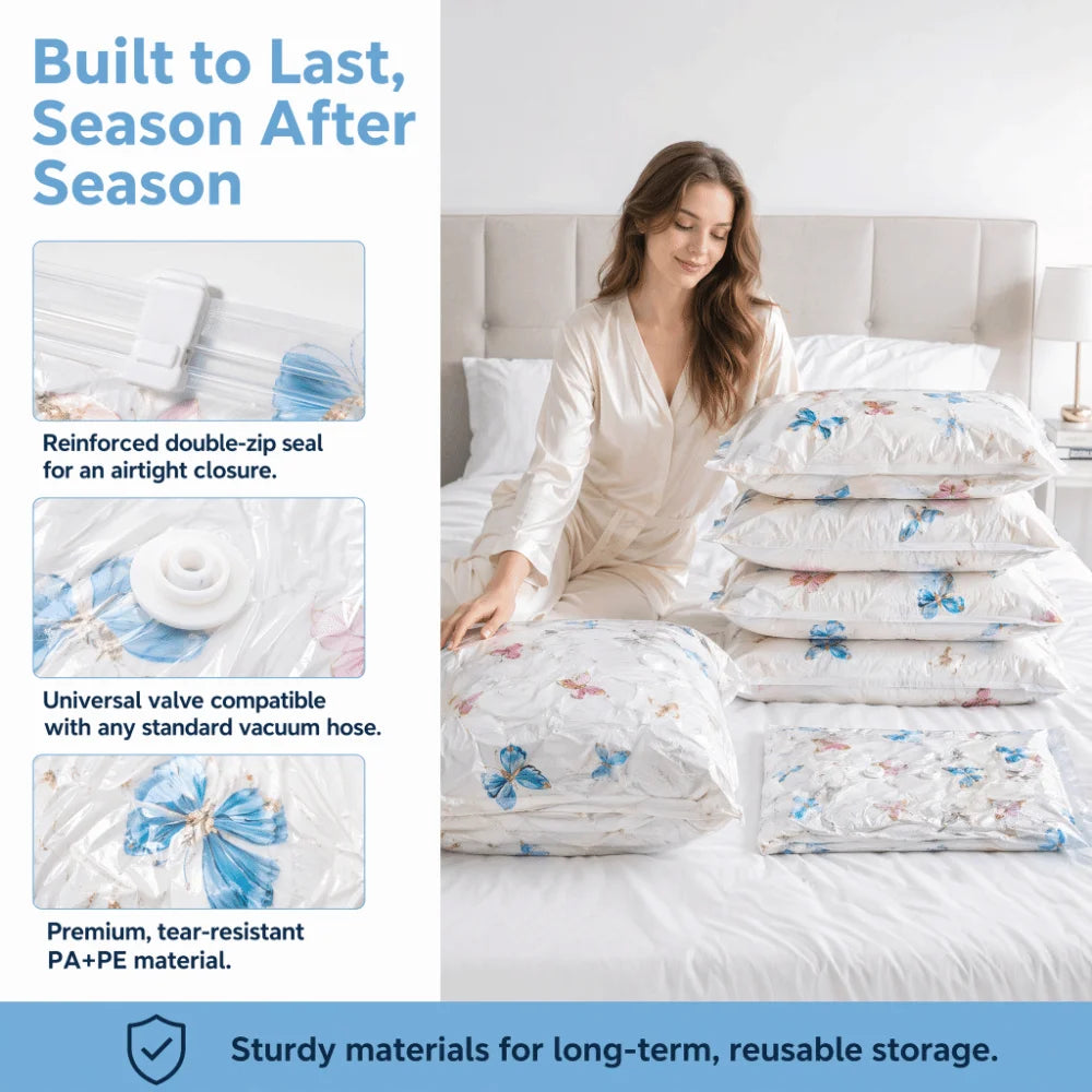 Vacuum Storage Bags – Space-Saving Closet Organizer 5 Sizes Vacuum Storage Bags Nixie