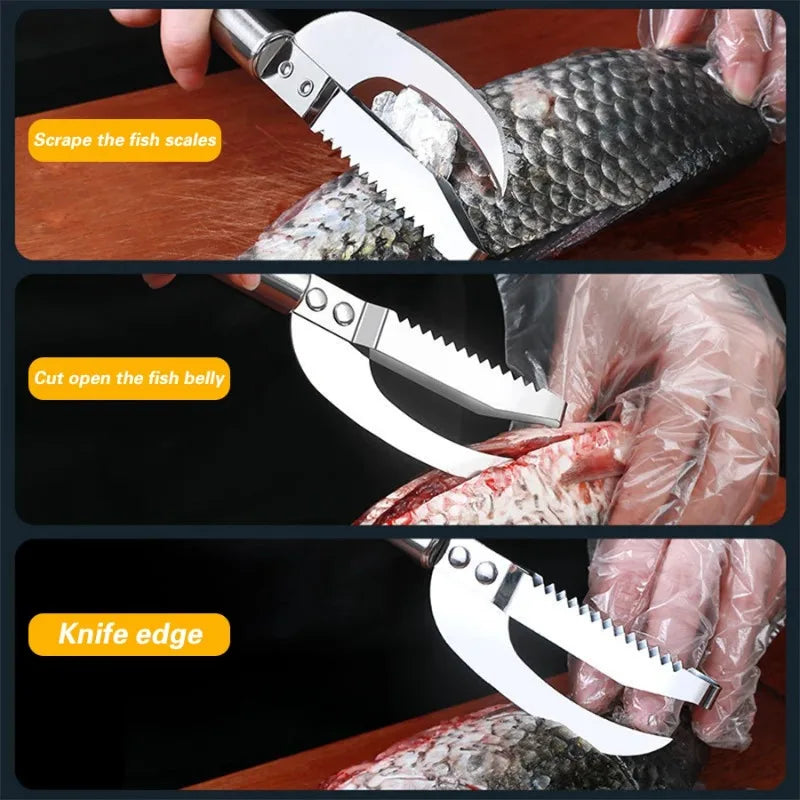 2-in-1 Stainless Steel Fish Scaler & Cutter Kitchen Tool Fish Cleaning Tool Nixie