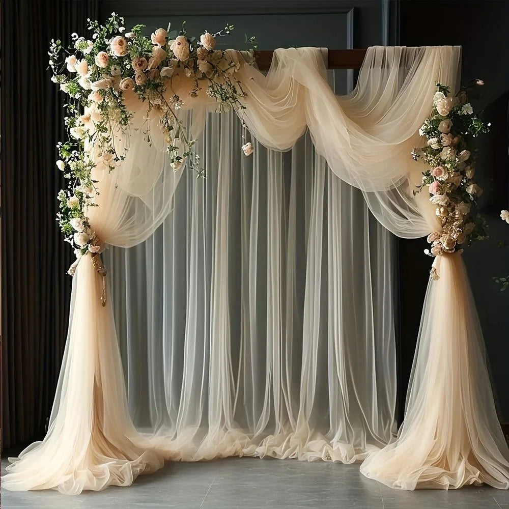 Wedding Tulle Drape Fabric 6/8/10M – 160CM Sheer Backdrop