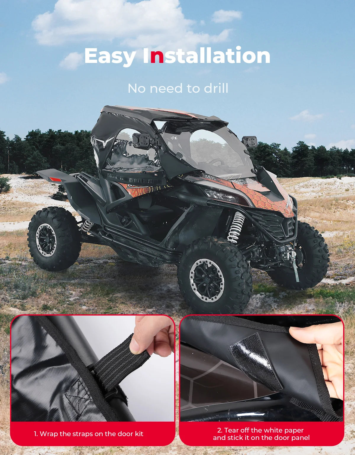 Soft Upper Door Kit for CFMOTO ZFORCE 950 & 1000 UTV Enclosure UTV Soft Door Kit Nixie