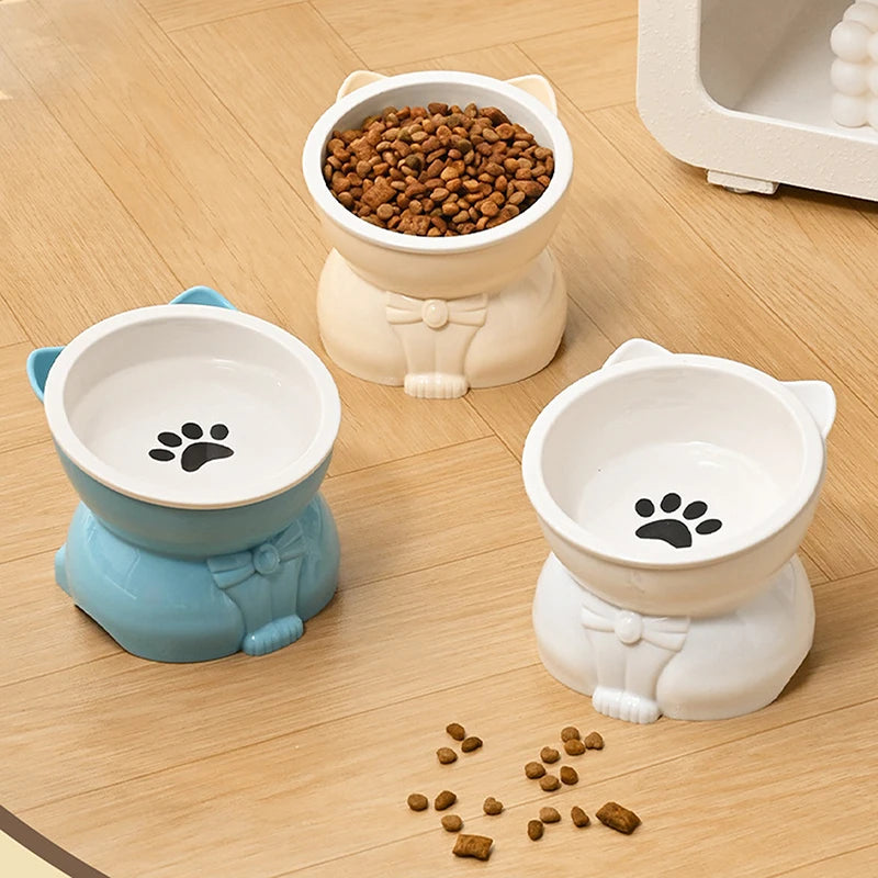 Ceramic Elevated Tilted Pet Bowl – Non-Slip Cat & Dog Dish Elevated Pet Bowl Nixie