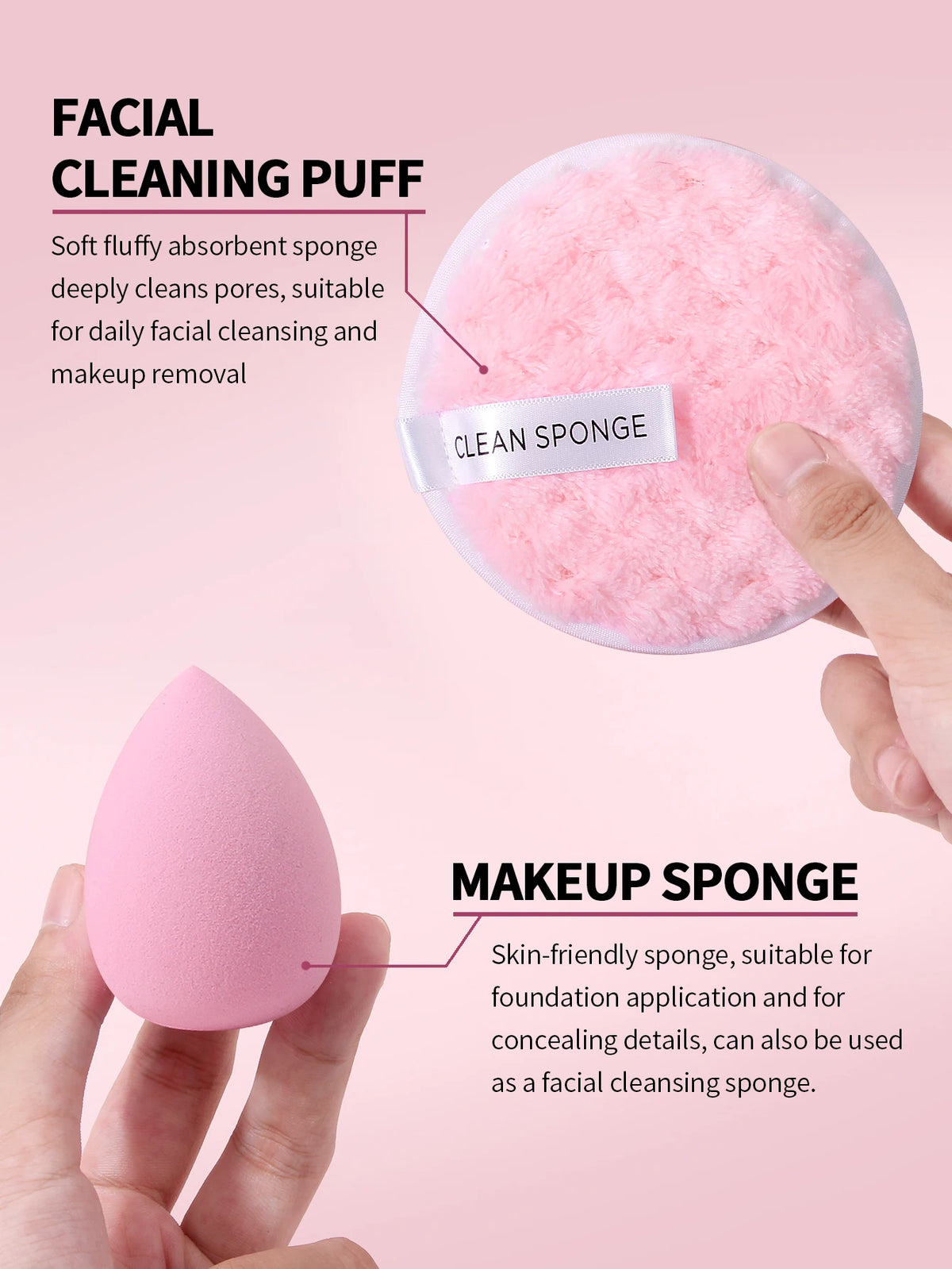 Nixie Makeup Sponge & Reusable Remover Puff Set – 3 Pc