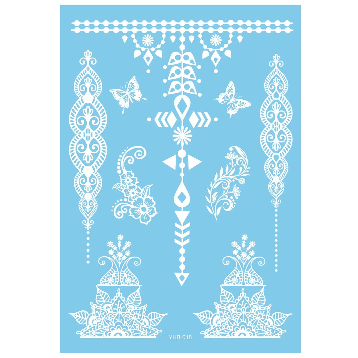 White Lace Temporary Tattoos – Moon Flower Star Body Art