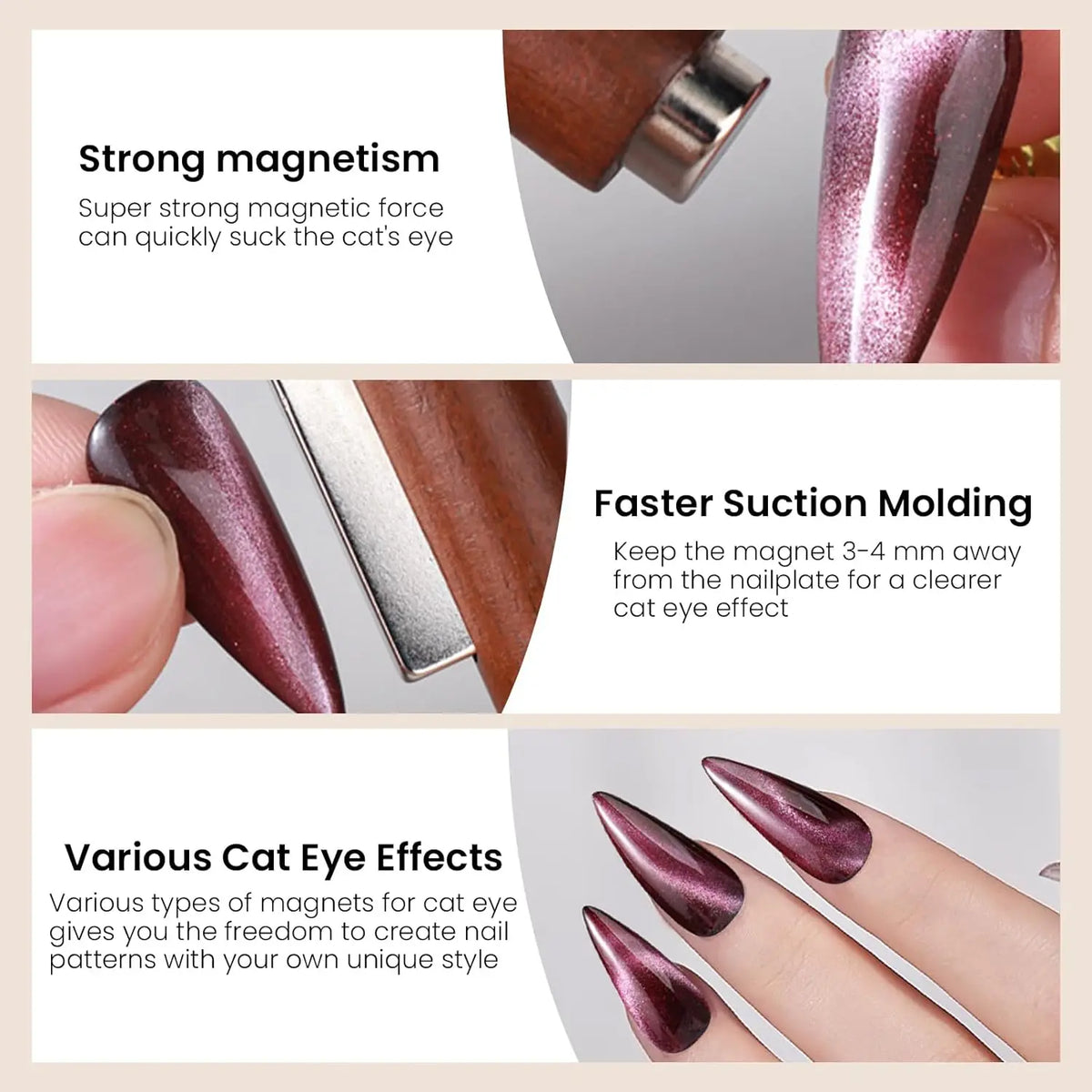 3-in-1 Cigar Nail Magnet | Cat Eye Aurora High Gauss Tool Nail Art Magnet Nixie