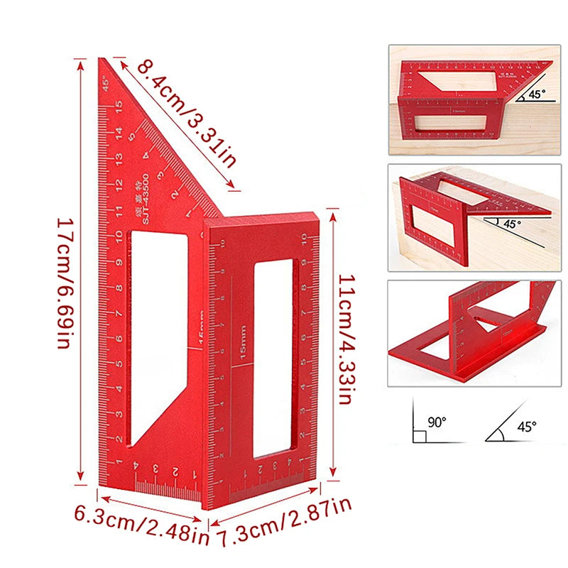 Aluminum Alloy Woodworking Angle Ruler 45 & 90 Degree Marking Gauge Woodworking Angle Ruler Nixie