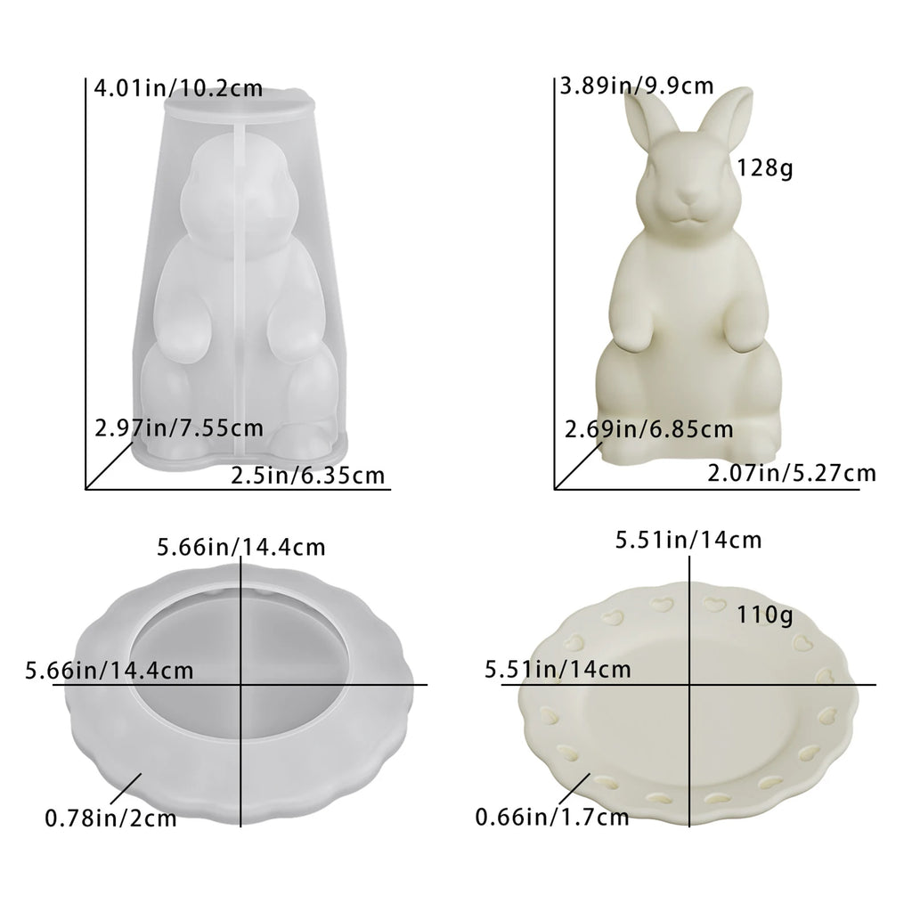 3D Easter Bunny Silicone Mold for Epoxy Resin & Candle Making Silicone Craft Mold Nixie
