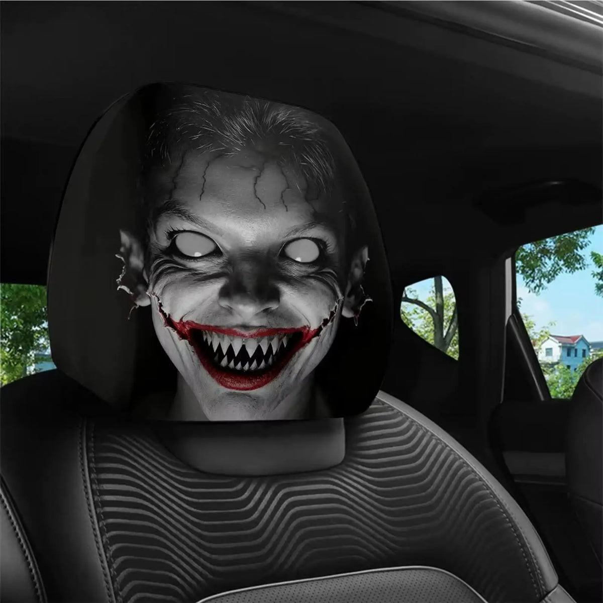 Scary Car Headrest Covers – Universal Spooky Pillowcase 2-Pack