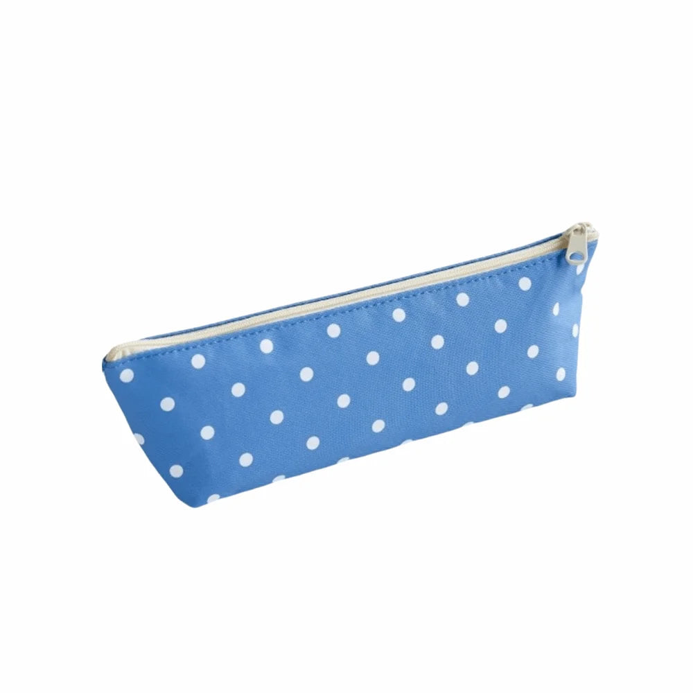 Polka Dot Pencil Case Large Capacity Zipper Stationery Pouch Pencil Case Pouch Nixie Blue