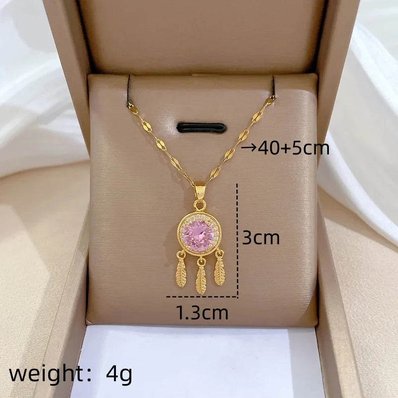 Luxury Tassel Pendant Gold Choker Necklace – Stainless Steel Pendant Choker Necklace Nixie XL2606-391