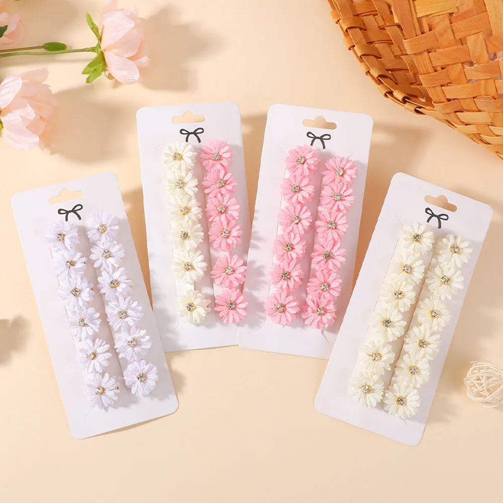 12Pcs Girls Flower Hair Clips Set with Rhinestones for Kids Kids Hair Clips Nixie