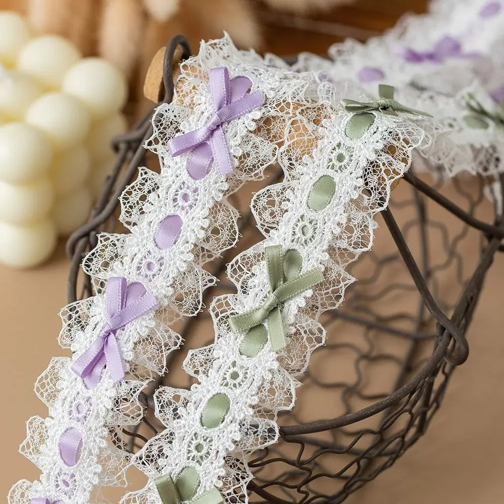 1 Yard Pleated Lace Trim Ribbon – Bow Ruffle Fabric Edge Lace Trim Ribbon Nixie