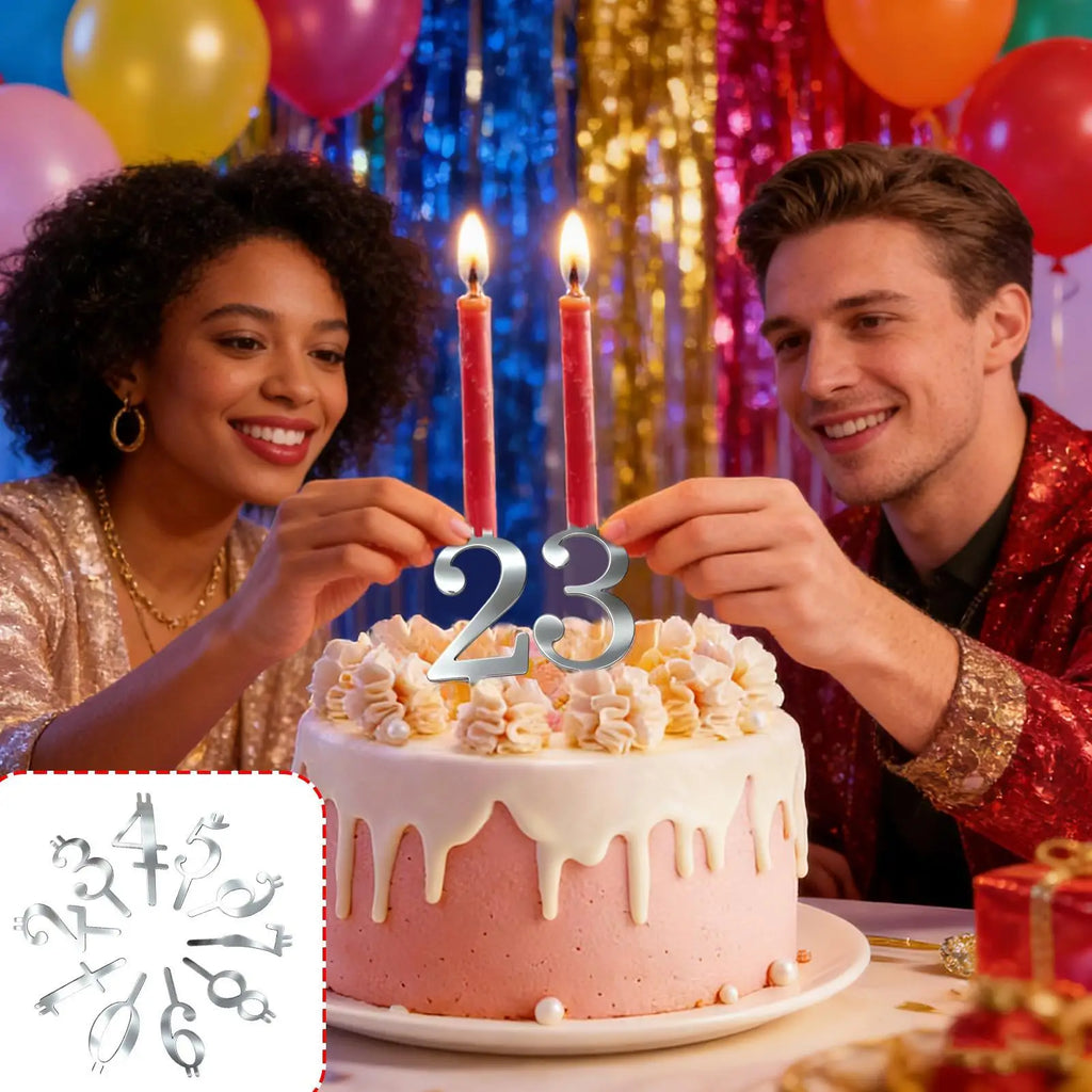 Reusable Number Cake Candle Holder Set – Digits 0–9 Topper Cake Candle Holder Nixie