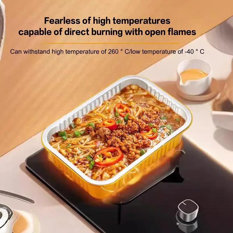 Disposable Aluminum Foil Lunch Containers with Gold Lids, 10pk Foil Food Containers Nixie