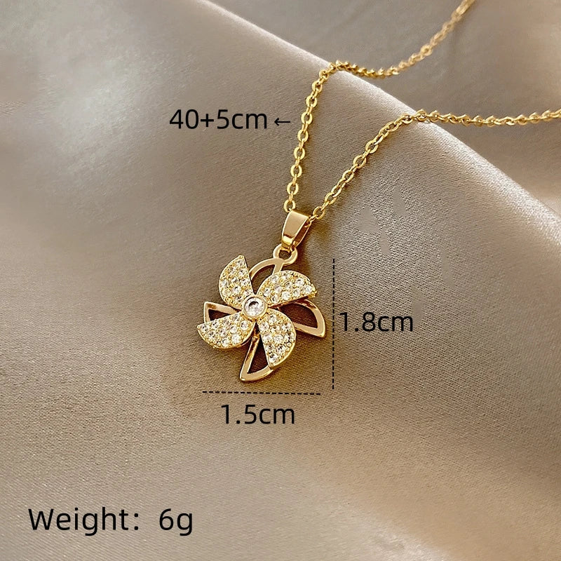 Rotating Windmill Pendant Necklace – Copper & Zircon | Nixie Pendant Necklace Nixie