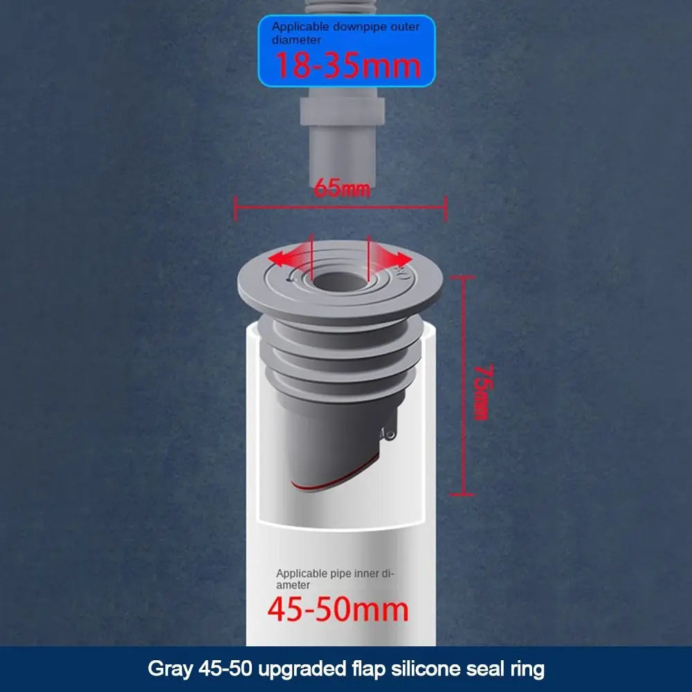 Floor Drain Seal Plug – Odor & Pest Blocking Pipe Ring Drain Seal Plug Nixie grey-45-50mm