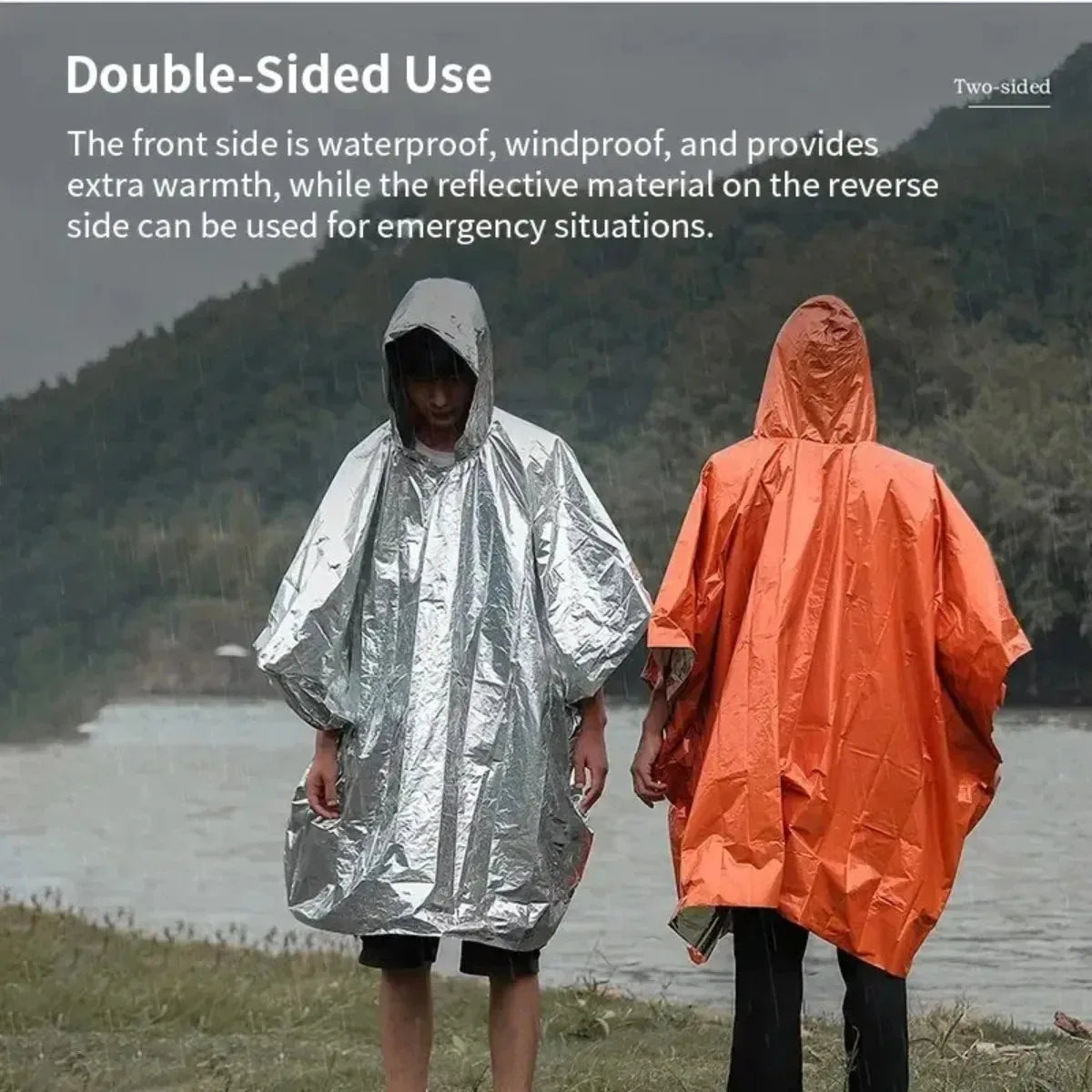 2-in-1 Emergency Rain Poncho & Thermal Survival Blanket Emergency Rain Poncho Nixie