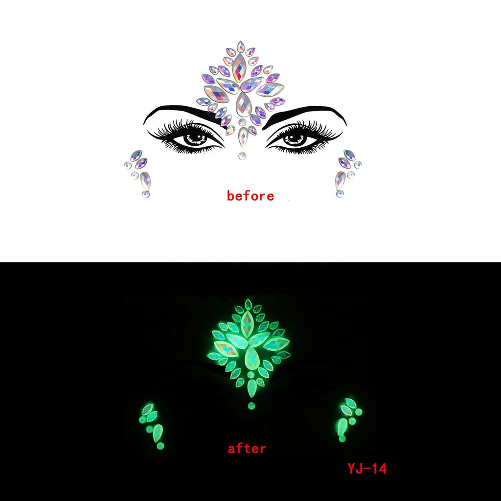Luminous Crystal Diamond Face Stickers – EDM & Halloween Party Face & Body Sticker Nixie YJ-14 China Mainland
