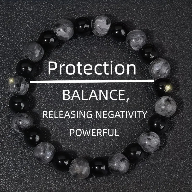 Natural Stone Bead Bracelet – Amethyst, Agate & Tiger Eye