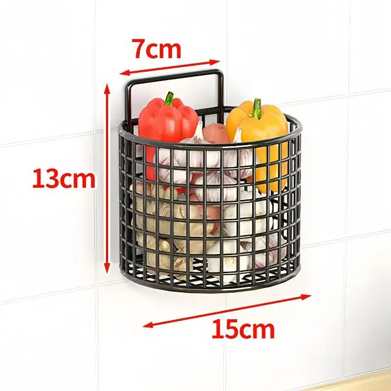 Wall Mounted Kitchen Wire Basket Rack 1/2/3 Grid Organizer