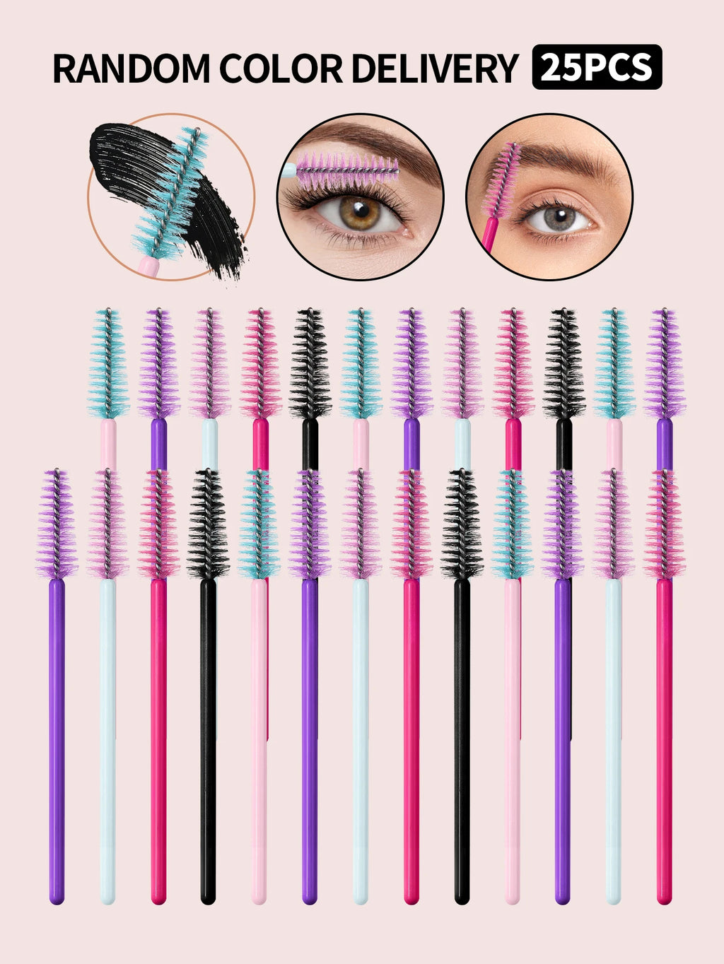 25 Pcs Eyelash Spoolie Brush Set – Mascara Wands & Eyebrow Eyelash Spoolie Set Nixie