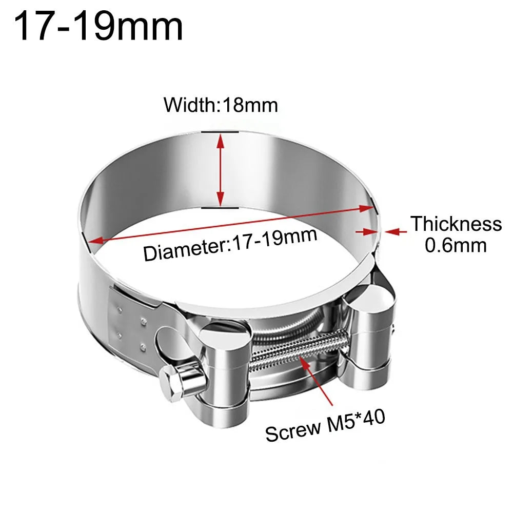 304 Stainless Steel T-Bolt Hose Clamps | Heavy-Duty Pipe Clips Hose Clamp Nixie 17-19mm
