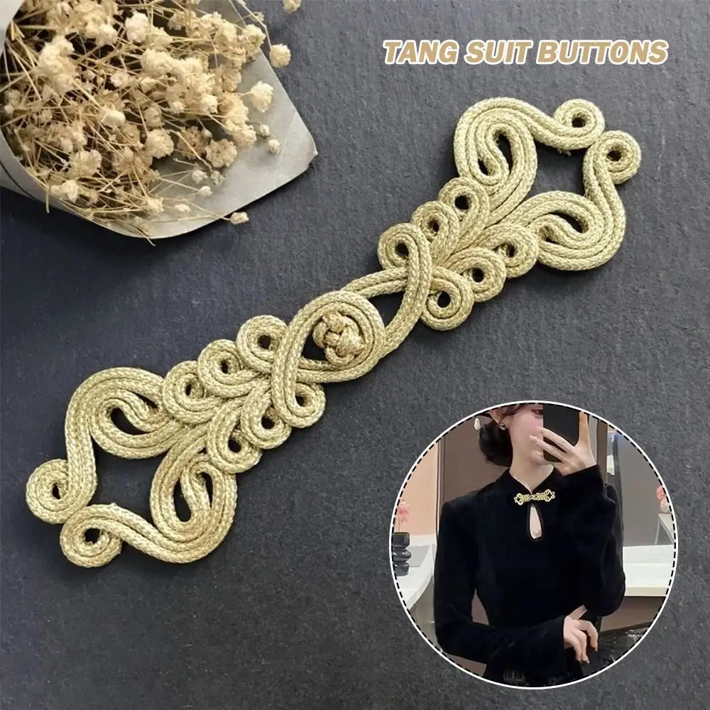 Golden Silk Chinese Frog Buttons – Handmade Knot Fasteners Decorative Frog Buttons Nixie