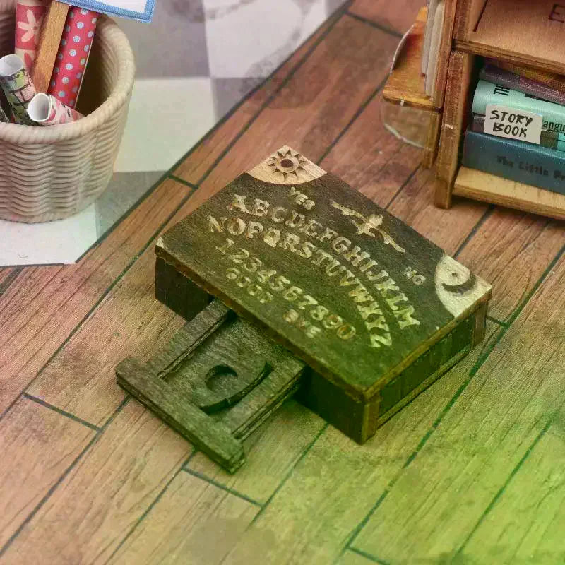 Retro Mini Wooden Spirit Board Ornament with Drawer | Desktop Decor Miniature Home Ornament Nixie