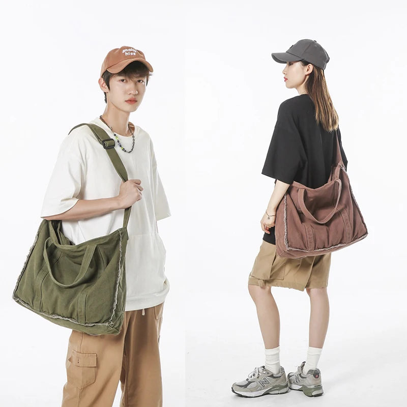 Large Canvas Hobo Bag – Unisex Crossbody & Shoulder Tote Canvas Shoulder Bag Nixie