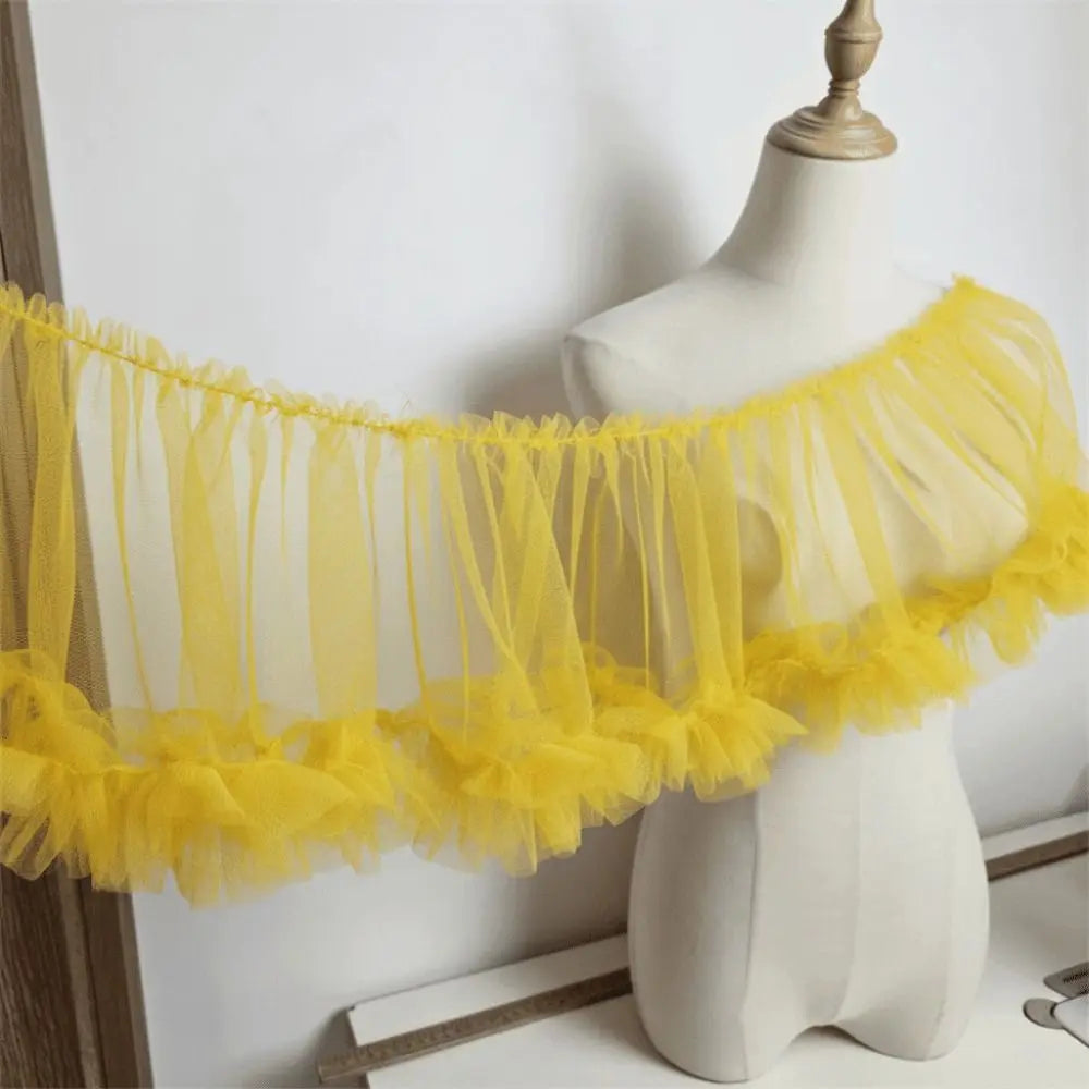 Pleated Tulle Lace Trim 15x90cm – Fluffy Mesh Ribbon for DIY Lace Fabric Trim Nixie
