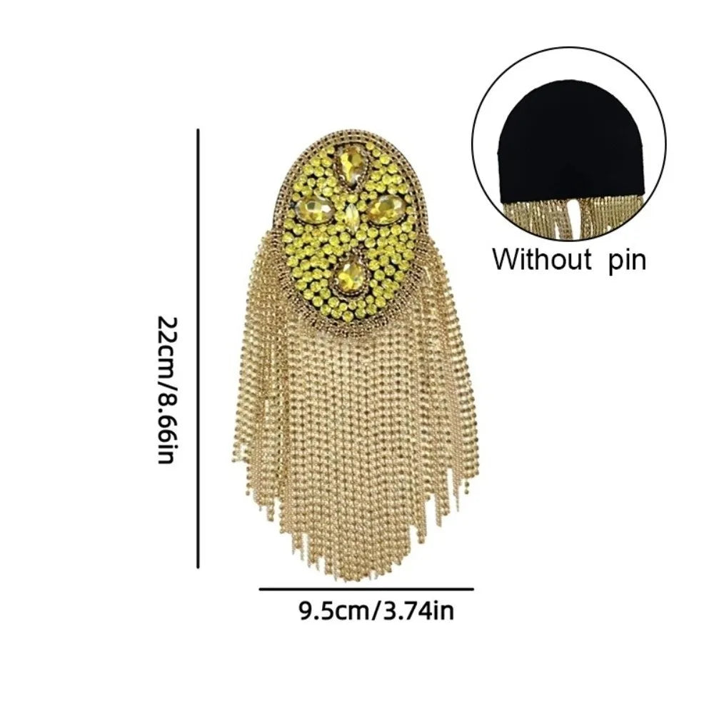 Rhinestone Diamond Tassel Epaulet Detachable Shoulder Brooch Shoulder Brooch Nixie
