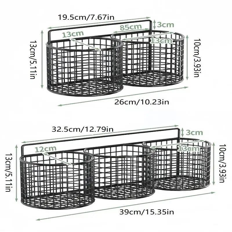 Wall Mounted Kitchen Wire Basket Rack 1/2/3 Grid Organizer Kitchen Storage Rack Nixie