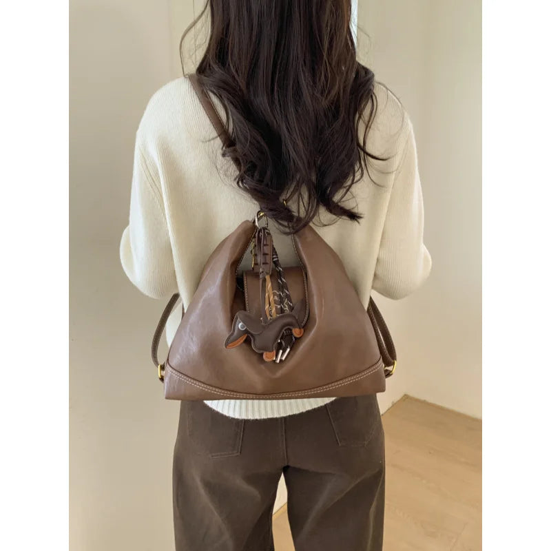 Retro Large Capacity PU Leather Tote Bag for Women Tote Shoulder Bag Nixie