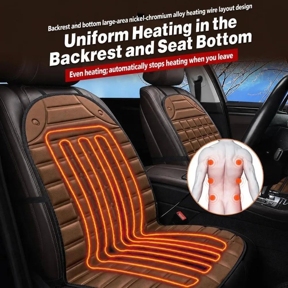 12V Car Heated Seat Cushion with Back Support – Universal Fit Heated Car Seat Cushion Nixie