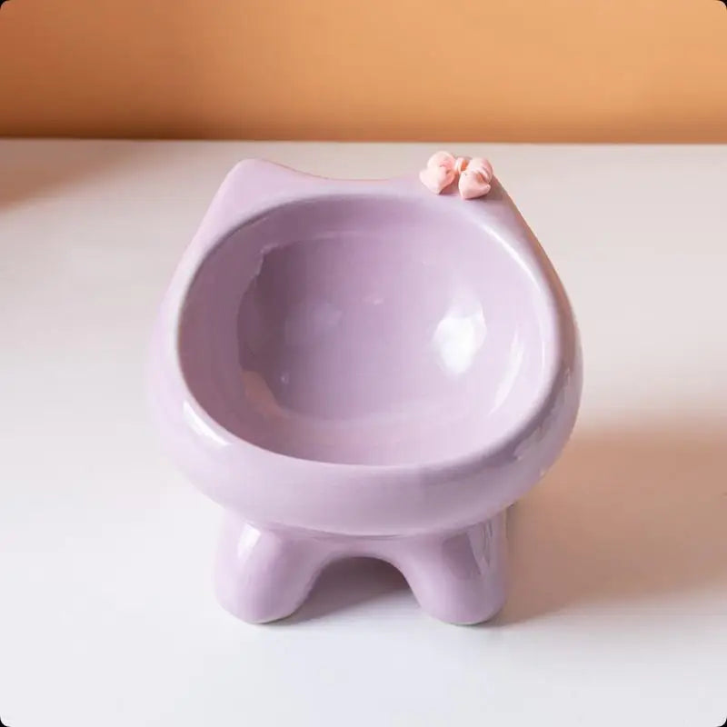 15° Tilted Ceramic Cat Bowl | Elevated Whisker-Friendly Pet Bowl Ceramic Cat Bowl Nixie Purple