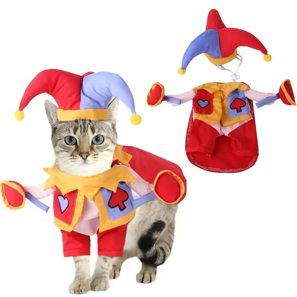 Clown Joker Dog & Cat Costume | Funny Halloween Pet Outfit Pet Costume Nixie